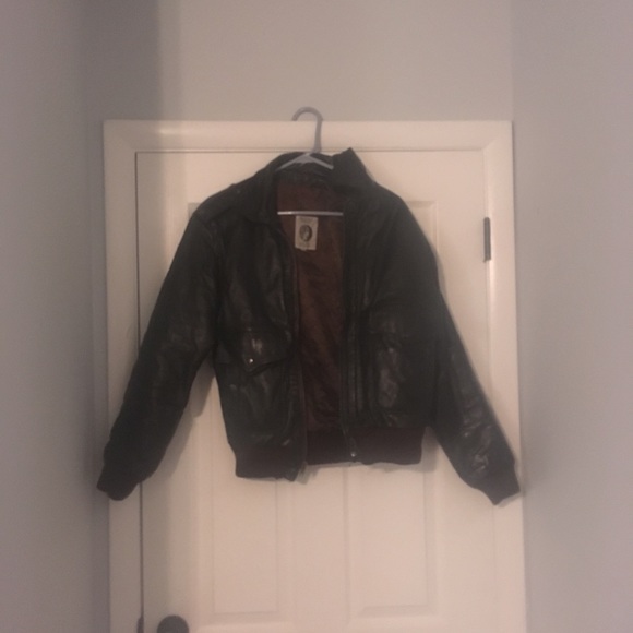 Men’s American Express Brown Leather Bomber - Picture 2 of 3